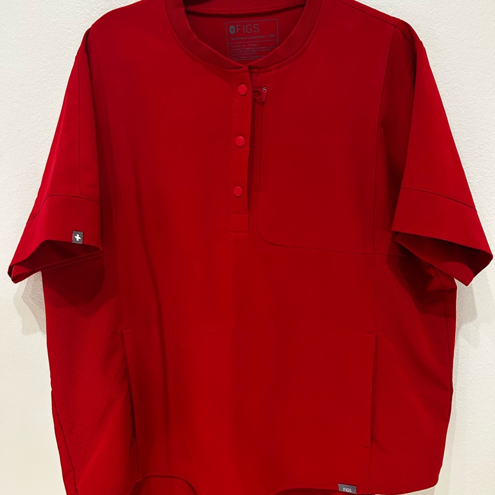 Figs Men's Casual Red Button Down Shirt